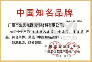 知名品牌證書