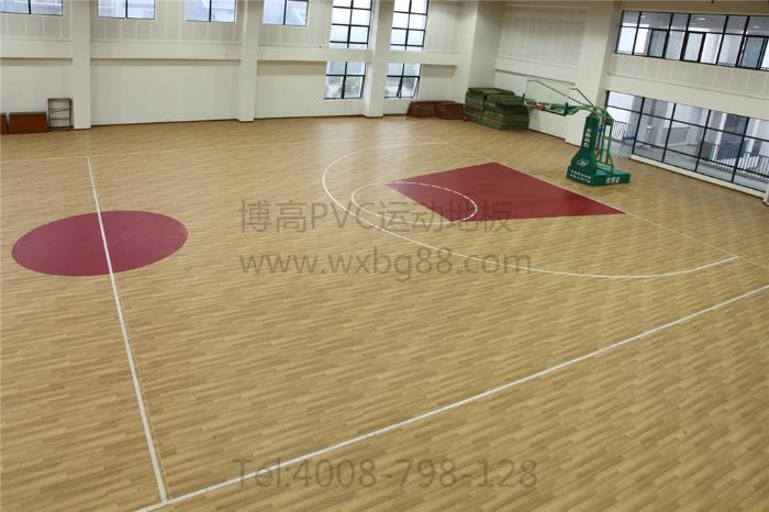 室内篮球场PVC运动地胶，博高篮球场木纹运动地板