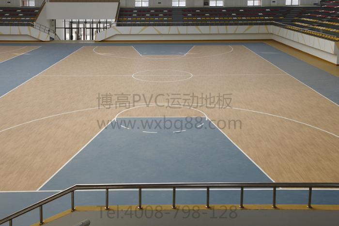 室内篮球场PVC运动地胶，博高篮球场木纹运动地板